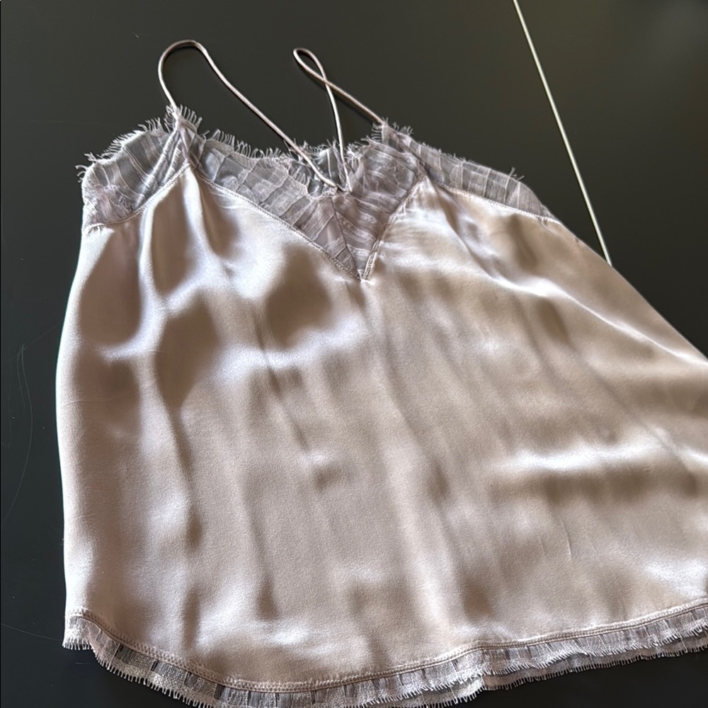 IRO Mauve Silk Camisole with Lace Trim